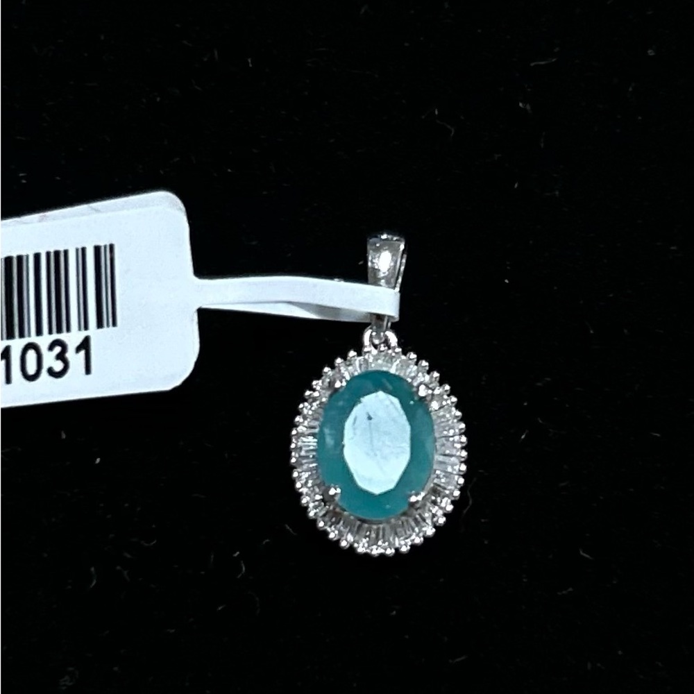 Elegant Premium Grandidierite & Diamond (.20 ct) Pendant 14k White gold 2.30 ctw
